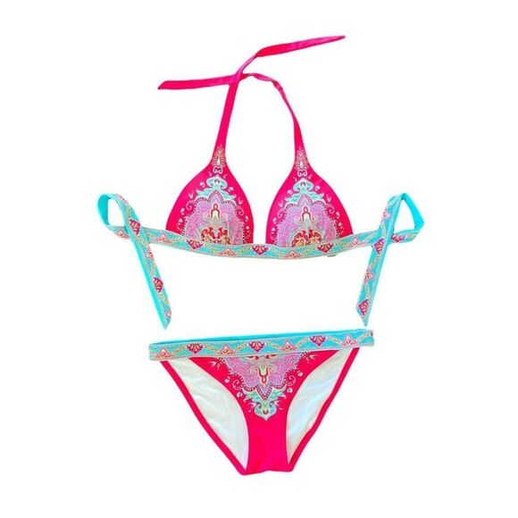 NWT Victoria's Secret Pink Paisley 2-Piece Bikini (Large Top and Medium Bottoms) - Picture 2 of 9